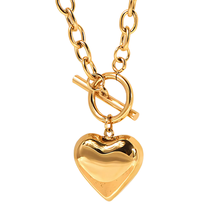 COLLAR CORAZON BARRA CHUNKY GOLD