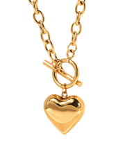 COLLAR CORAZON BARRA CHUNKY GOLD