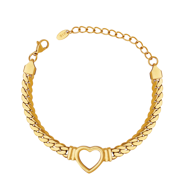 PULSERA CHUNKY HEART GOLD