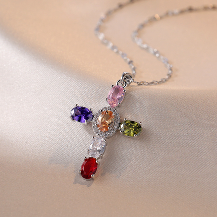 COLLAR MAXI CRUZ COLORIDA SILVER