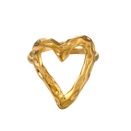 ANILLO CORAZON CALADO GOLD