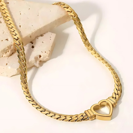 COLLAR CHUNKY HEART GOLD
