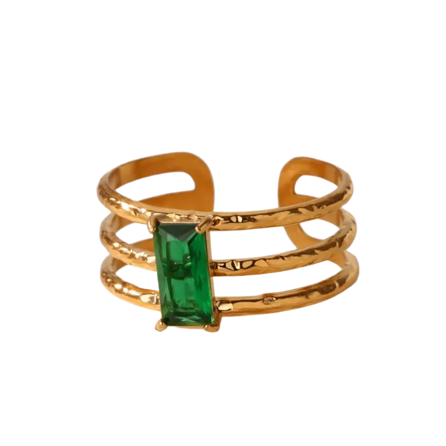 ANILLO TRIPLE LINEA ESMERALDA
