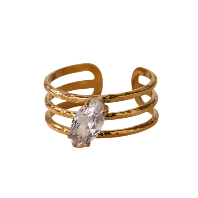 ANILLO TRIPLE LINEA ROMBO CUBIC