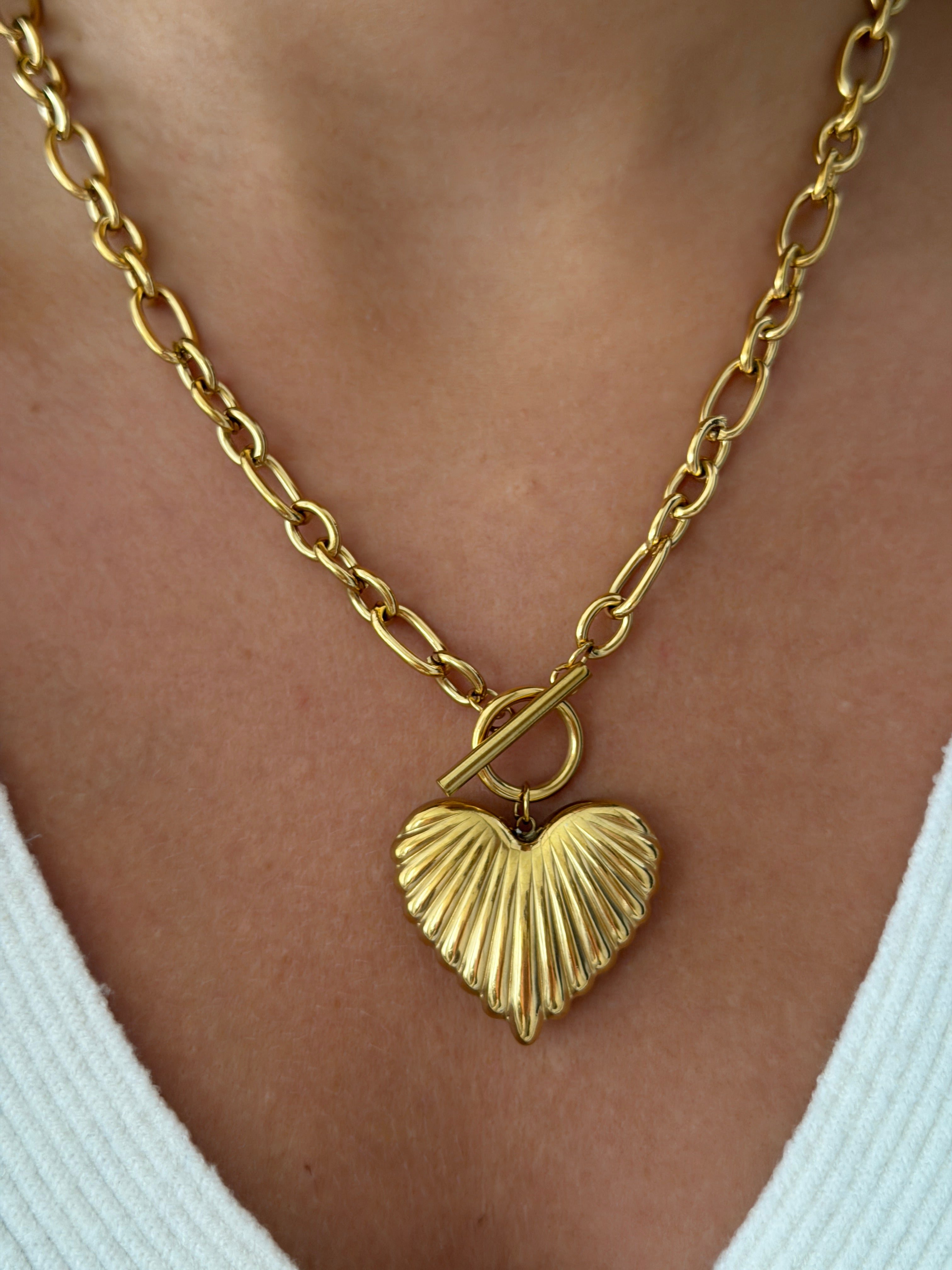 COLLAR CHUNKY CORAZON TRAMADO