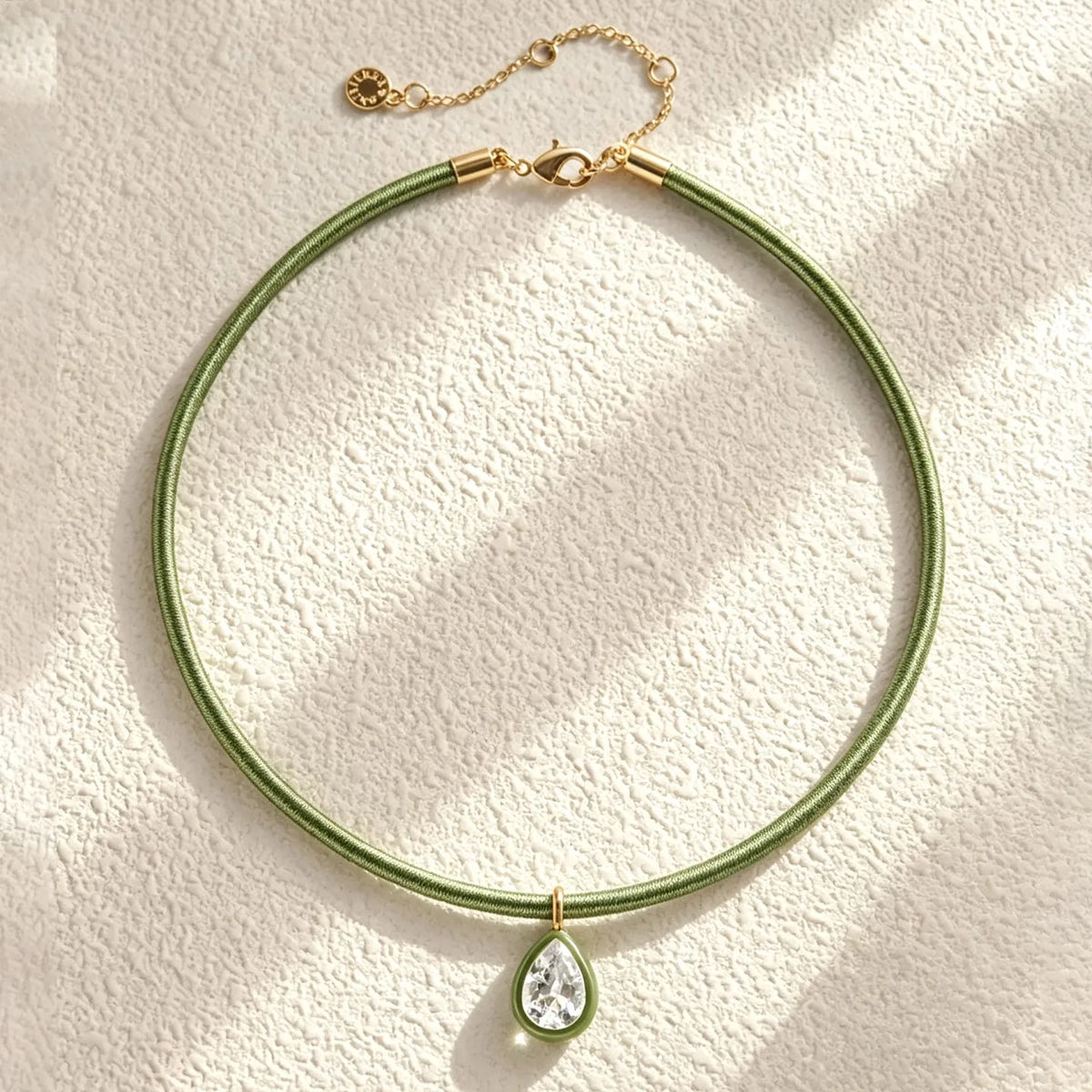COLLAR SOGA VERDE - DIJE VERDE CUBIC GOTA
