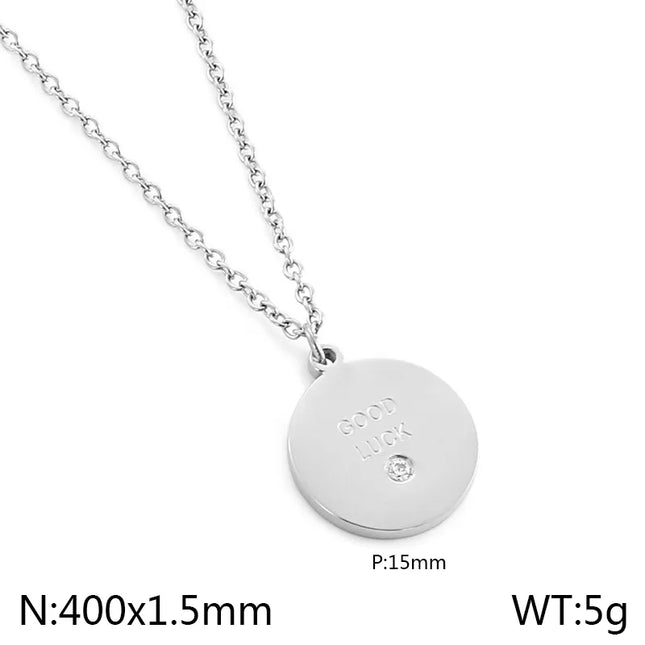 COLLAR MEDALLA CLASICA SILVER GOOD LUCK