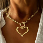 COLLAR MAXI CORAZON CALADO GOLD