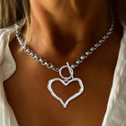 COLLAR MAXI CORAZON CALADO SILVER