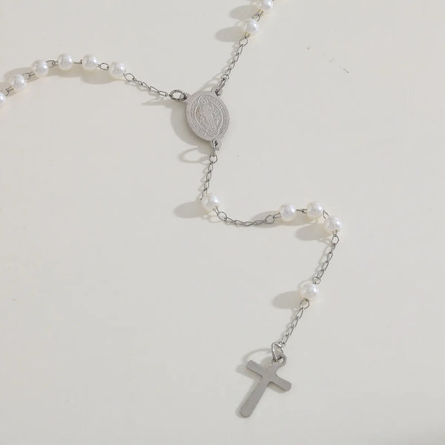 COLLAR ROSARIO PERLAS SILVER
