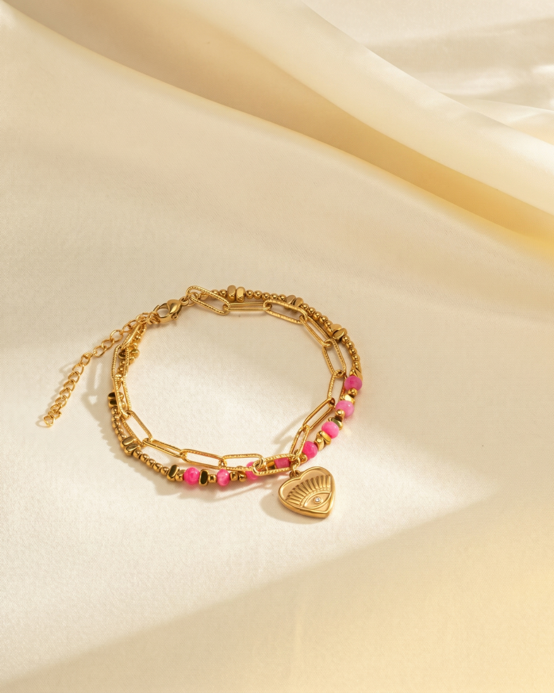 PULSERA HEART EYE PINK
