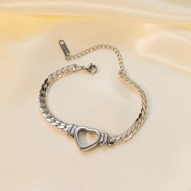 PULSERA CHUNKY HEART SILVER