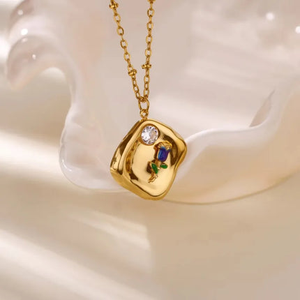 COLLAR MEDALLA ROSA AZUL