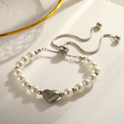 PULSERA LOVE PEARLY TENNIS SILVER