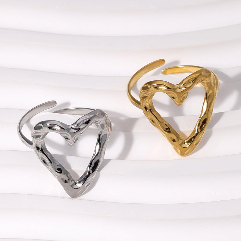 ANILLO CORAZON CALADO GOLD