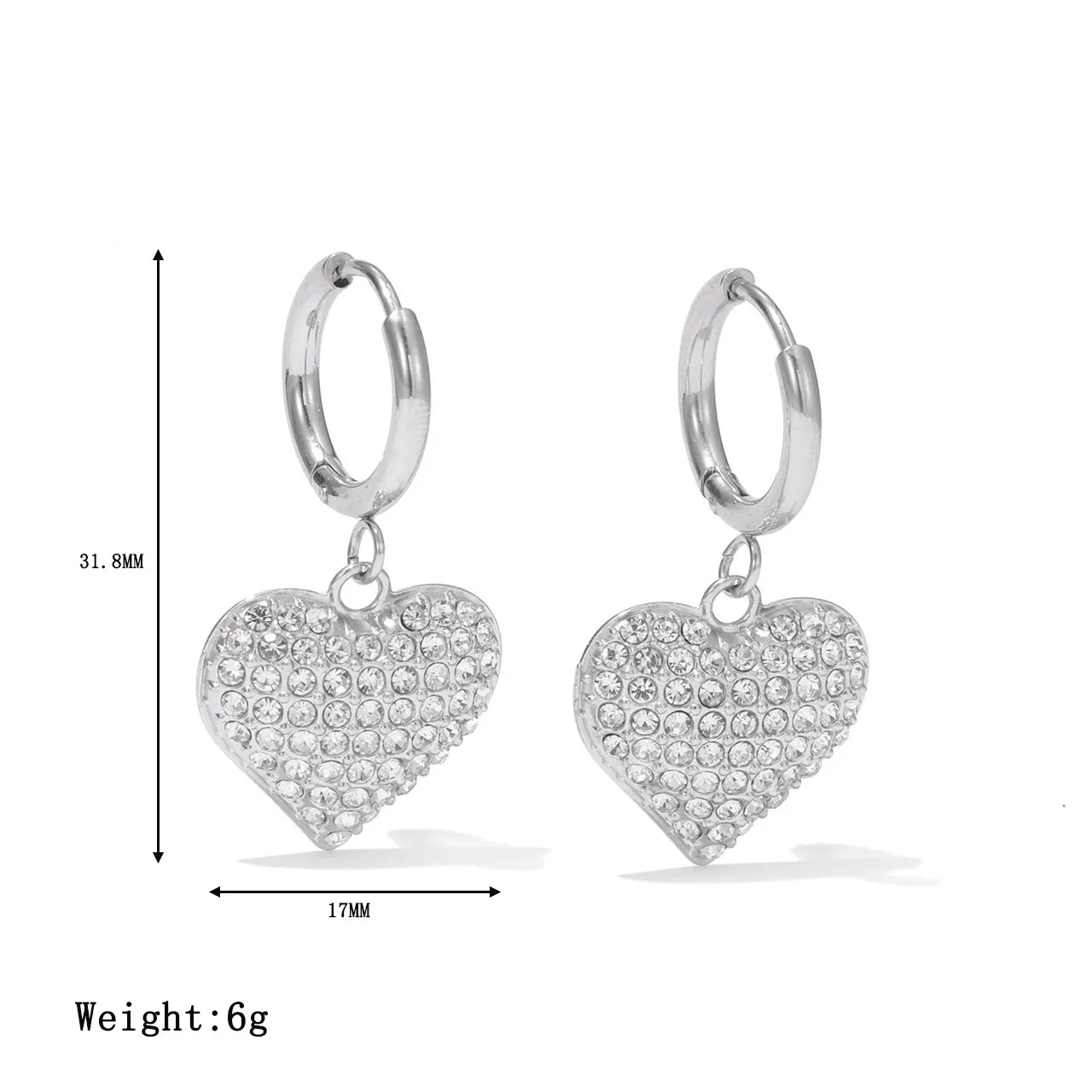 AROS HOOPS CORAZON SHINY SILVER