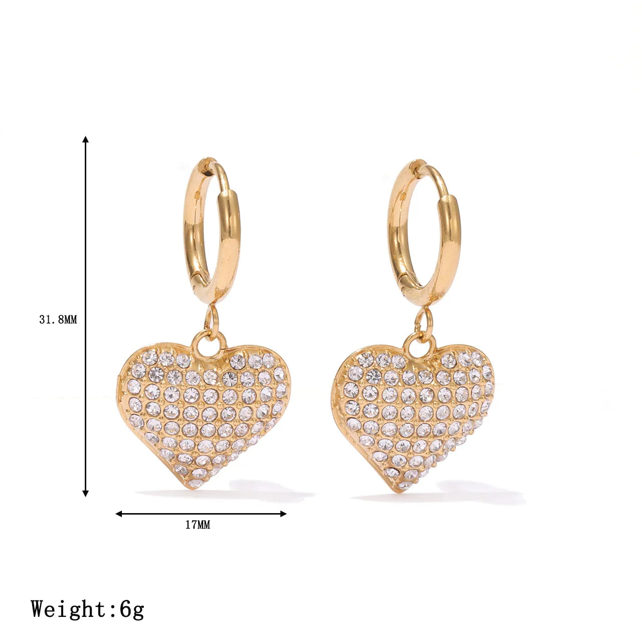 AROS HOOPS CORAZON SHINY GOLD