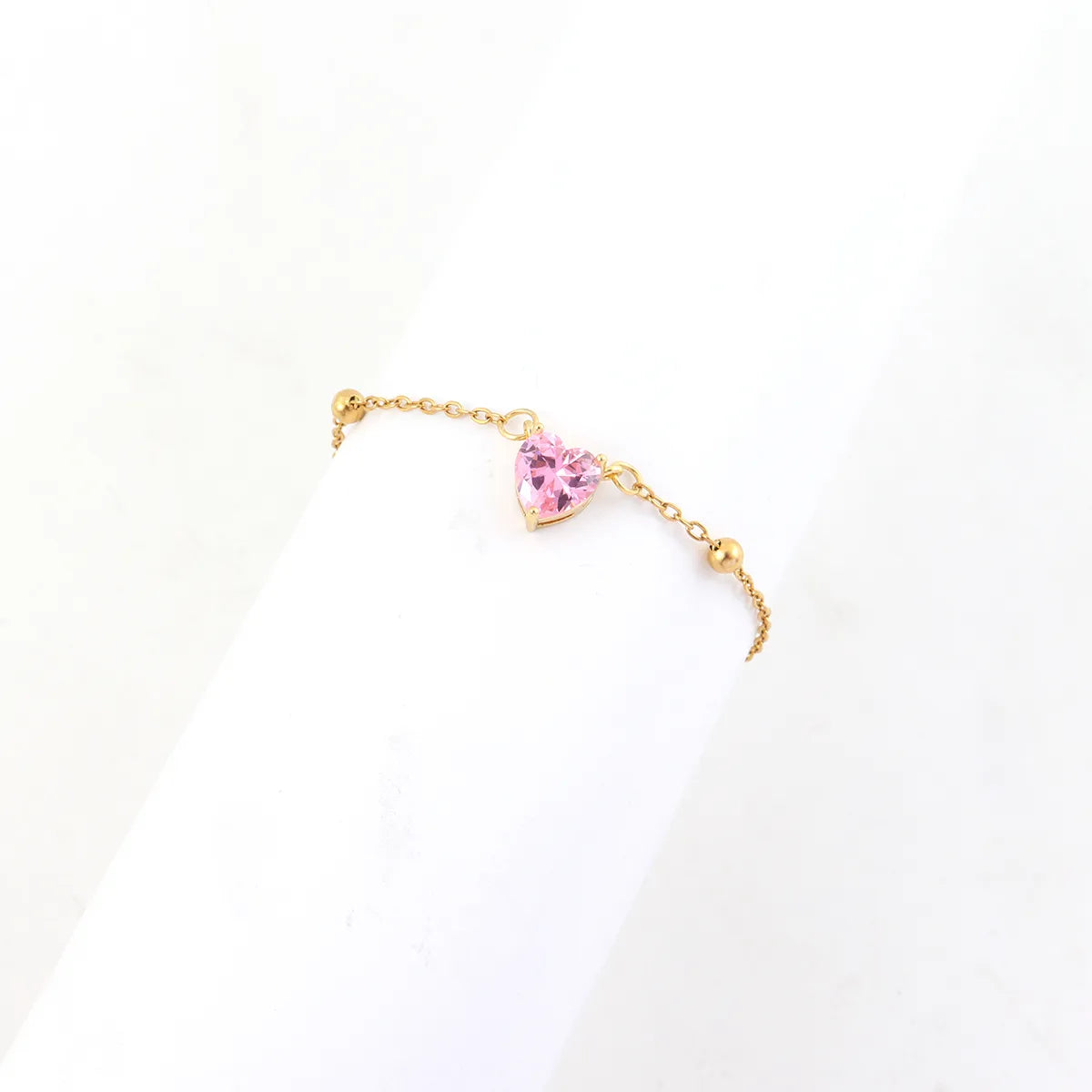 PULSERA HEART CUBIC PINK