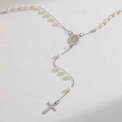 COLLAR ROSARIO PERLAS SILVER