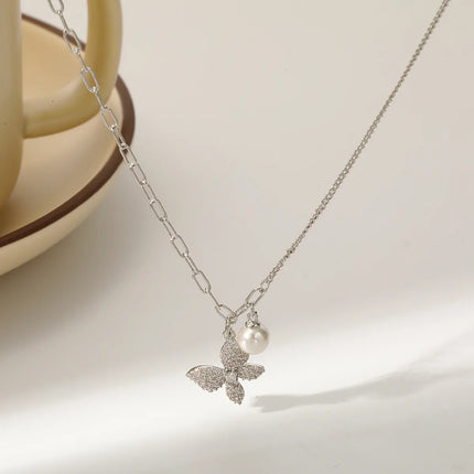 COLLAR MARIPOSA PERLA SILVER