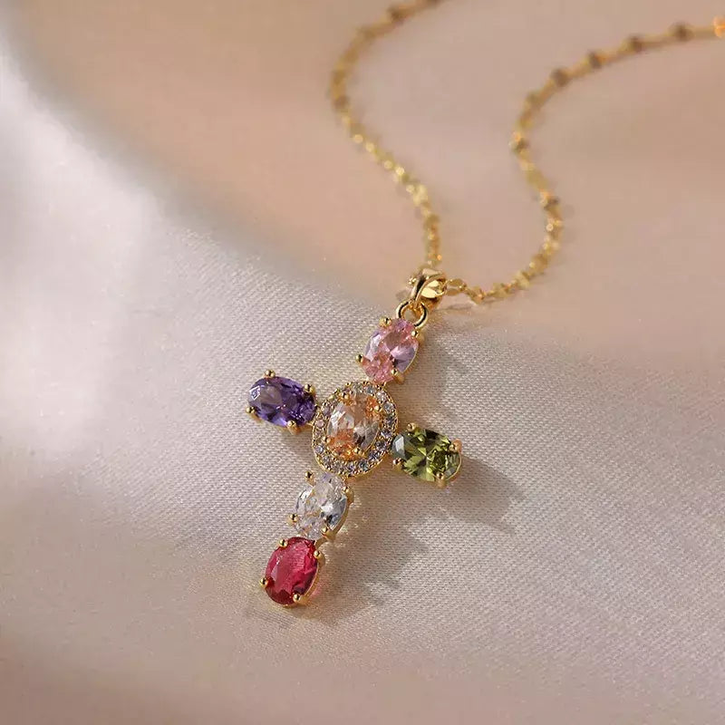 COLLAR MAXI CRUZ COLORIDA GOLD