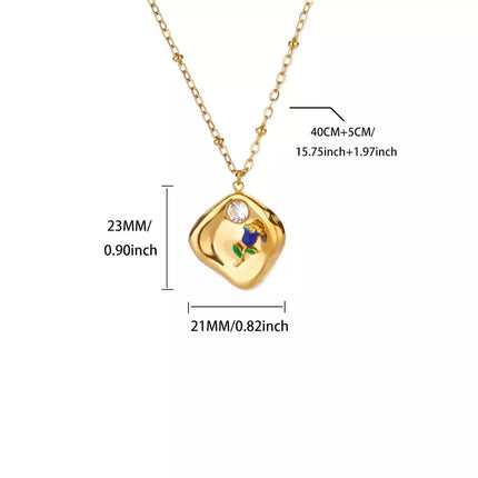 COLLAR MEDALLA ROSA AZUL