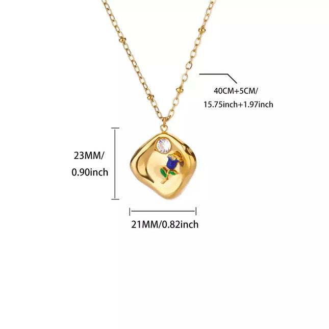 COLLAR MEDALLA ROSA AZUL