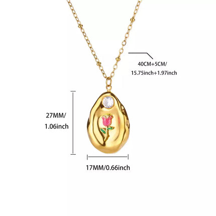 COLLAR MEDALLA ROSA ROJA