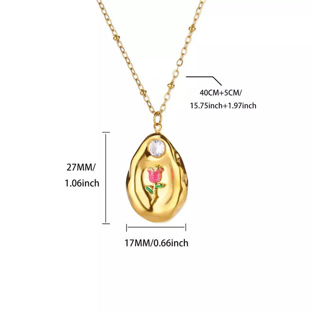 COLLAR MEDALLA ROSA ROJA