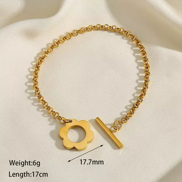 PULSERA MARINERA FLOWER GOLD