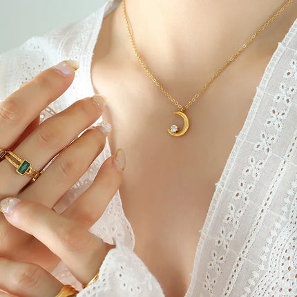 COLLAR LUNA LISA CUBIC GOLD