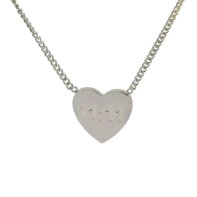 COLLAR 11:11 HEART SILVER