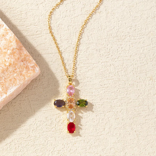 COLLAR MAXI CRUZ COLORIDA GOLD