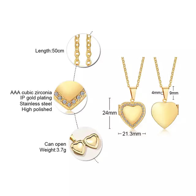 COLLAR RELICARIO SHINY HEART GOLD