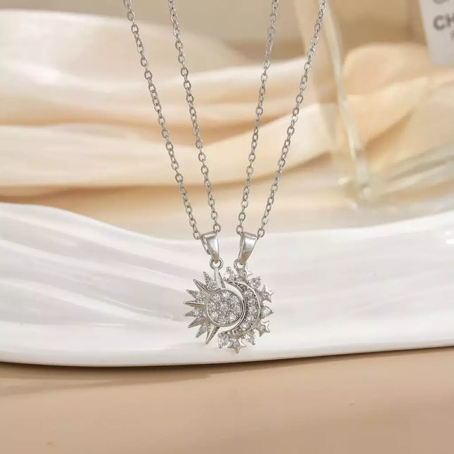 COLLARES THE MOON AND SUN SHINY SILVER