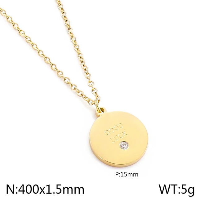 COLLAR MEDALLA CLASICA GOOD LUCK GOLD