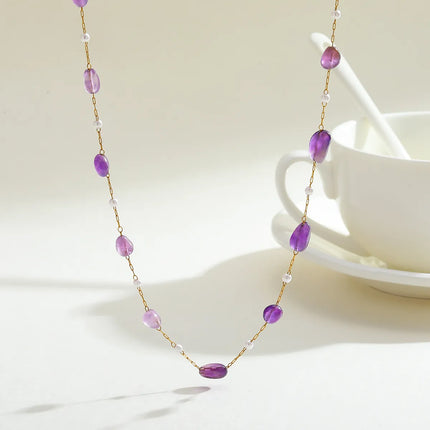 COLLAR CHOKER CRISTALES LILA GOLD