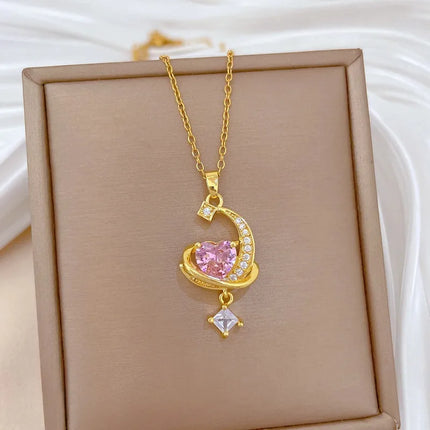 COLLAR LUNA HEART ROSA