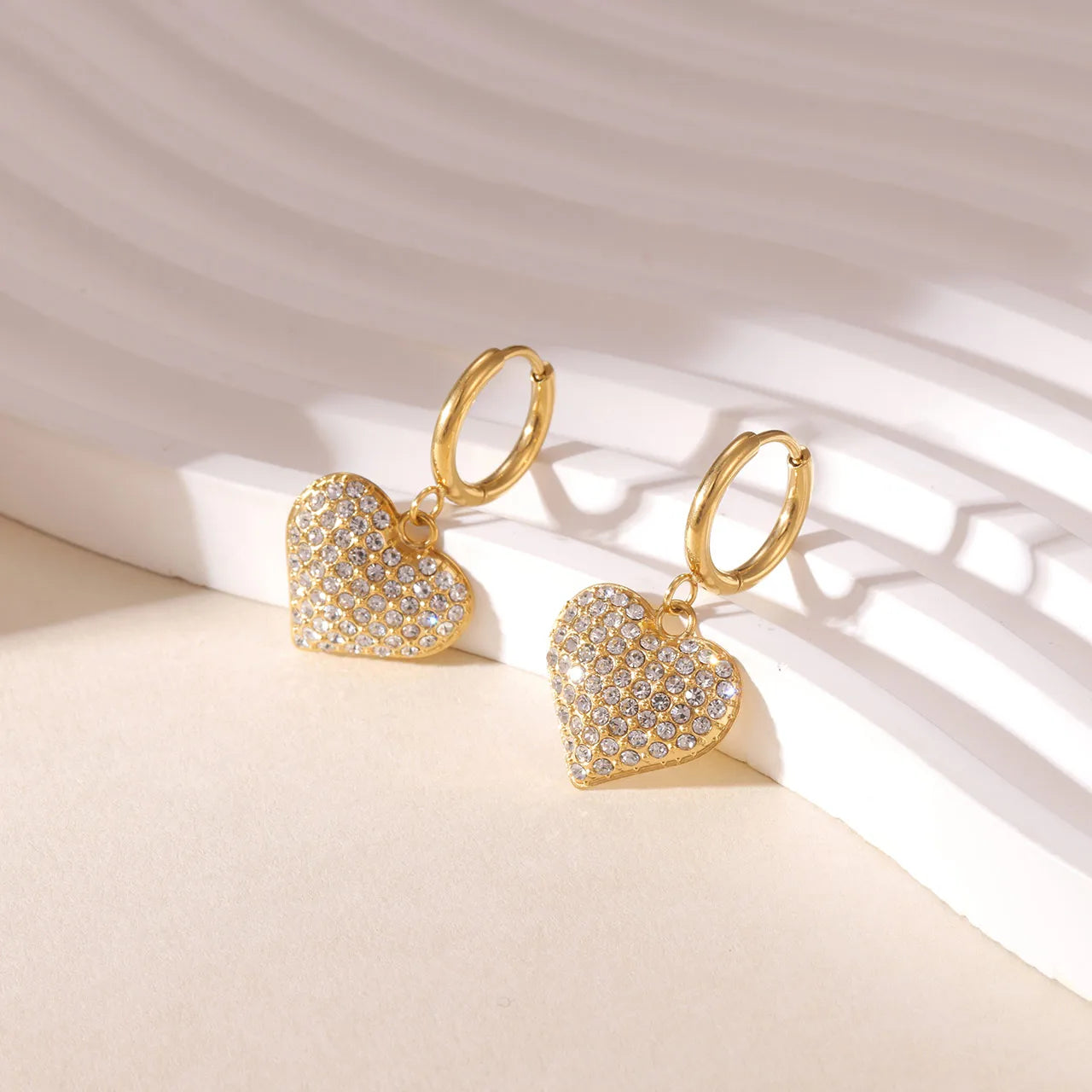 AROS HOOPS CORAZON SHINY GOLD