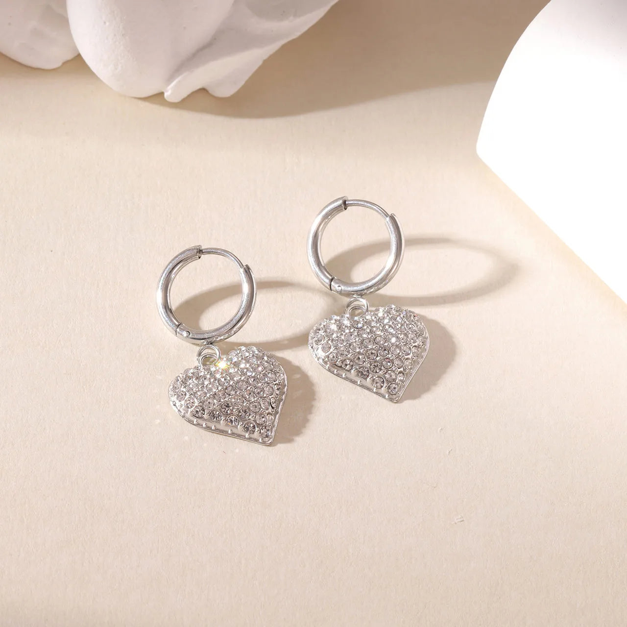 AROS HOOPS CORAZON SHINY SILVER