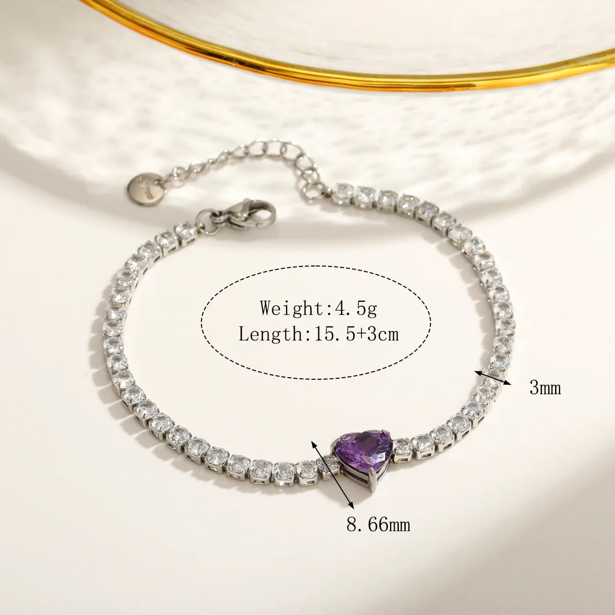 PULSERA TENNIS HEART PURPLE