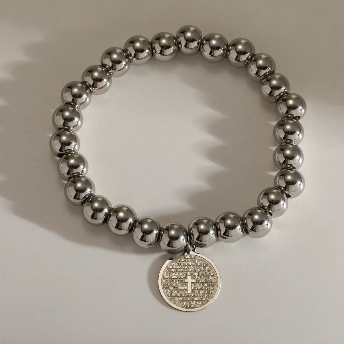 PULSERA BOLITAS PADRE NUESTRO  SILVER