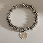 PULSERA BOLITAS PADRE NUESTRO  SILVER