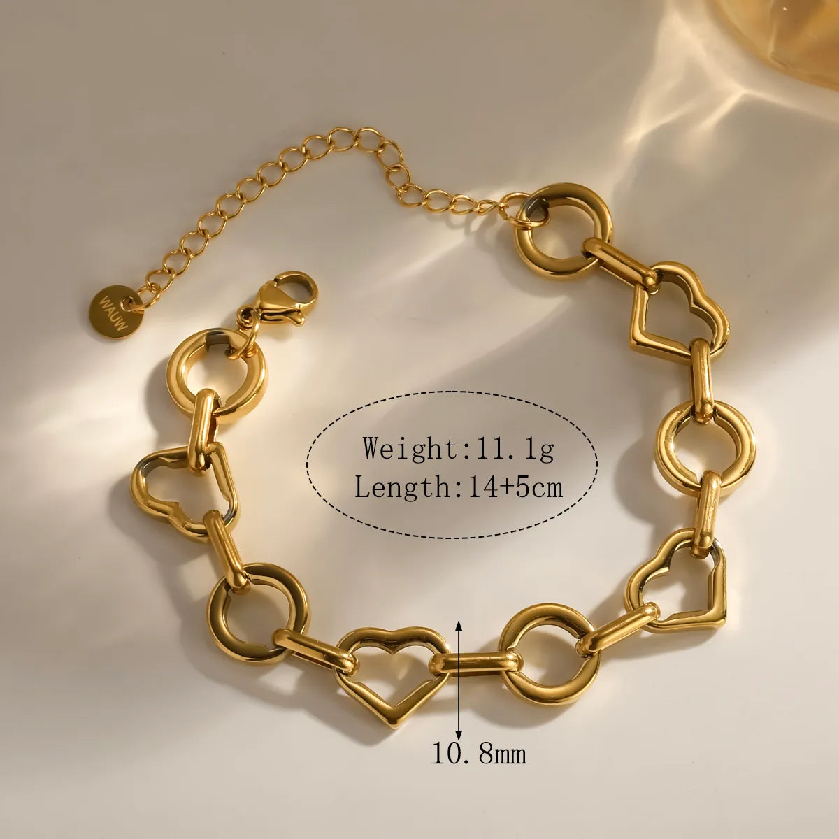 PULSERA ESLABONES CORAZON GOLD
