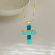 COLLAR CRUZ NACAR TURQUESA