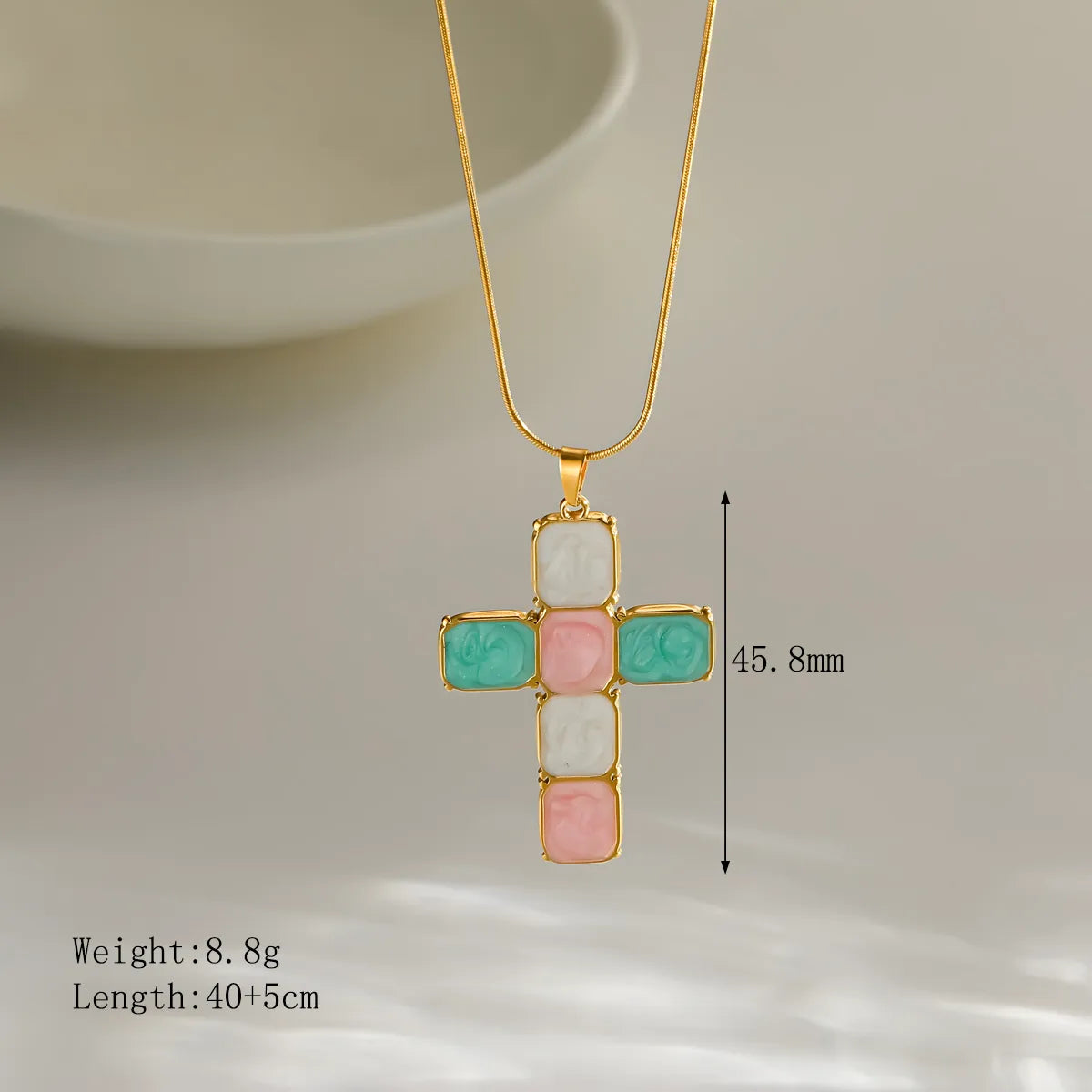 COLLAR CRUZ NACAR TURQUESA - ROSA