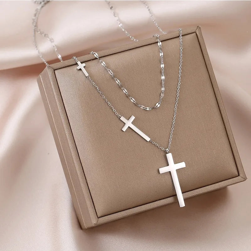 COLLAR DOBLE CRUCES SILVER