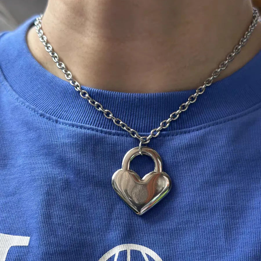 COLLAR CORAZON CANDADO SILVER