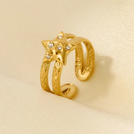 ANILLO ESTRELLA TRAMADA CUBIC GOLD