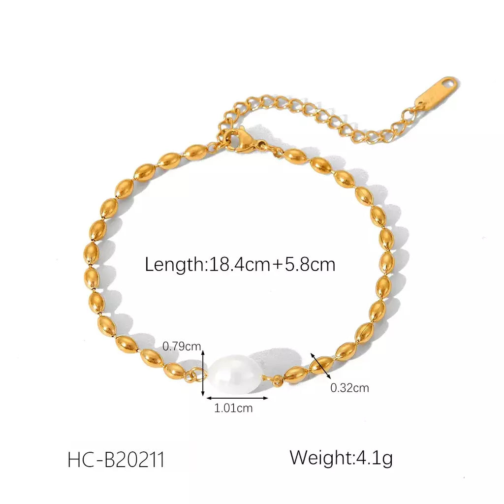 PULSERA SIMPLE PEARL GOLD
